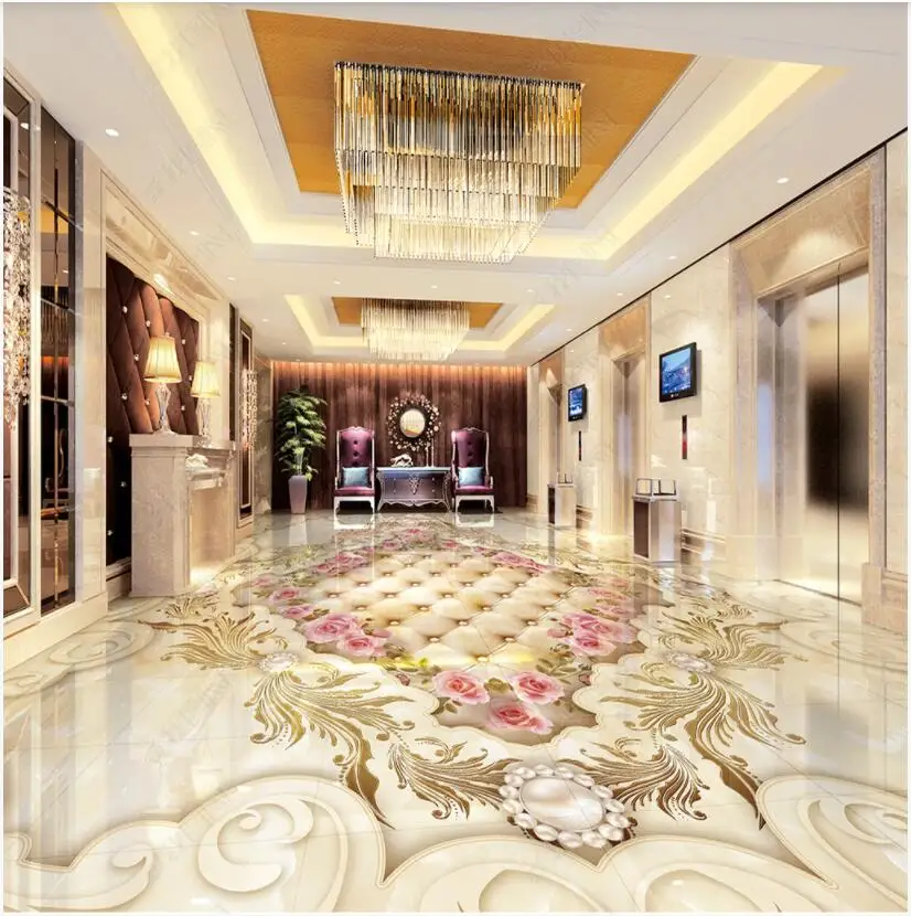 

3d pvc Self-adhesive vinyl floor Wall stickers European style marble flower Bedroom home decor Wallpaper for walls in rolls