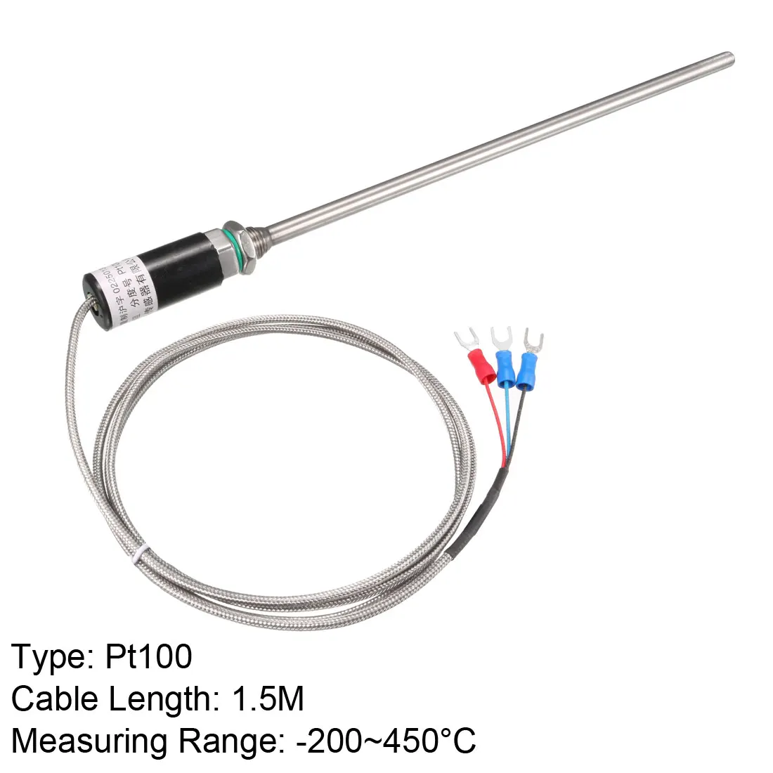 

uxcell Pt100 Thermocouple 7mmx230mm Waterproof Temperature Sensor Probes with 1.5M Cable --50 to 420C