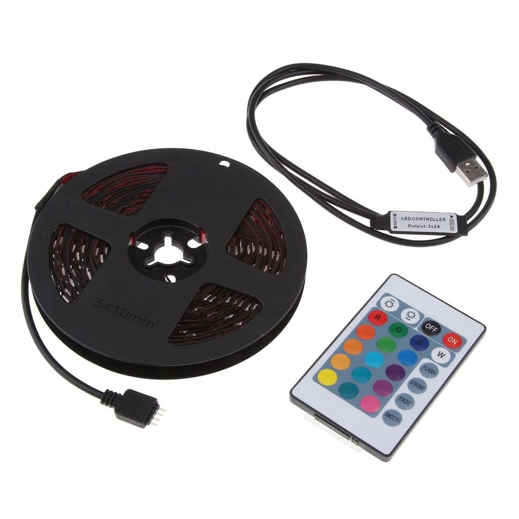 5m LED RGB Light Strip & Remote Control Home Decor Kit For TV Computer Wall |