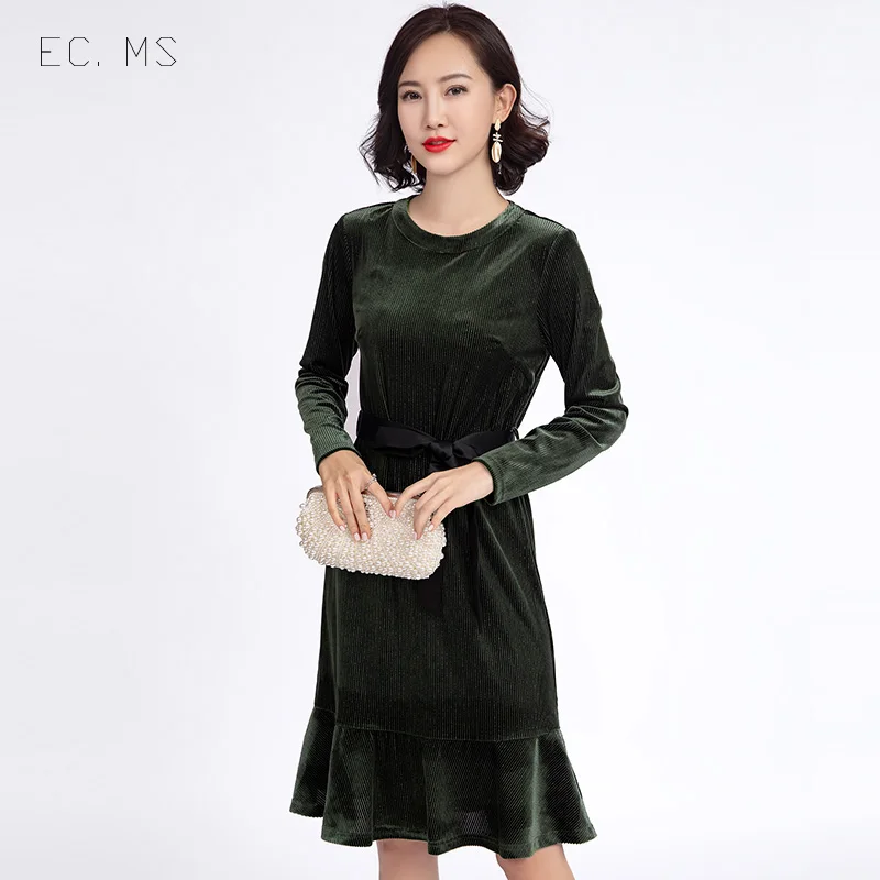 Женское платье бархатное с вырезом подолом для девушек велюровое мягкое