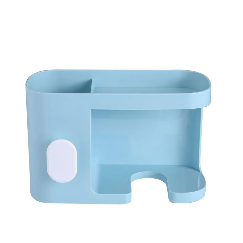 light blue BAISPO часы с чашкой на присоске для ванной полка для ванной пластиковый фен для волос настенный фен стойка квадратная многофункциональная установка - Цвет: light blue