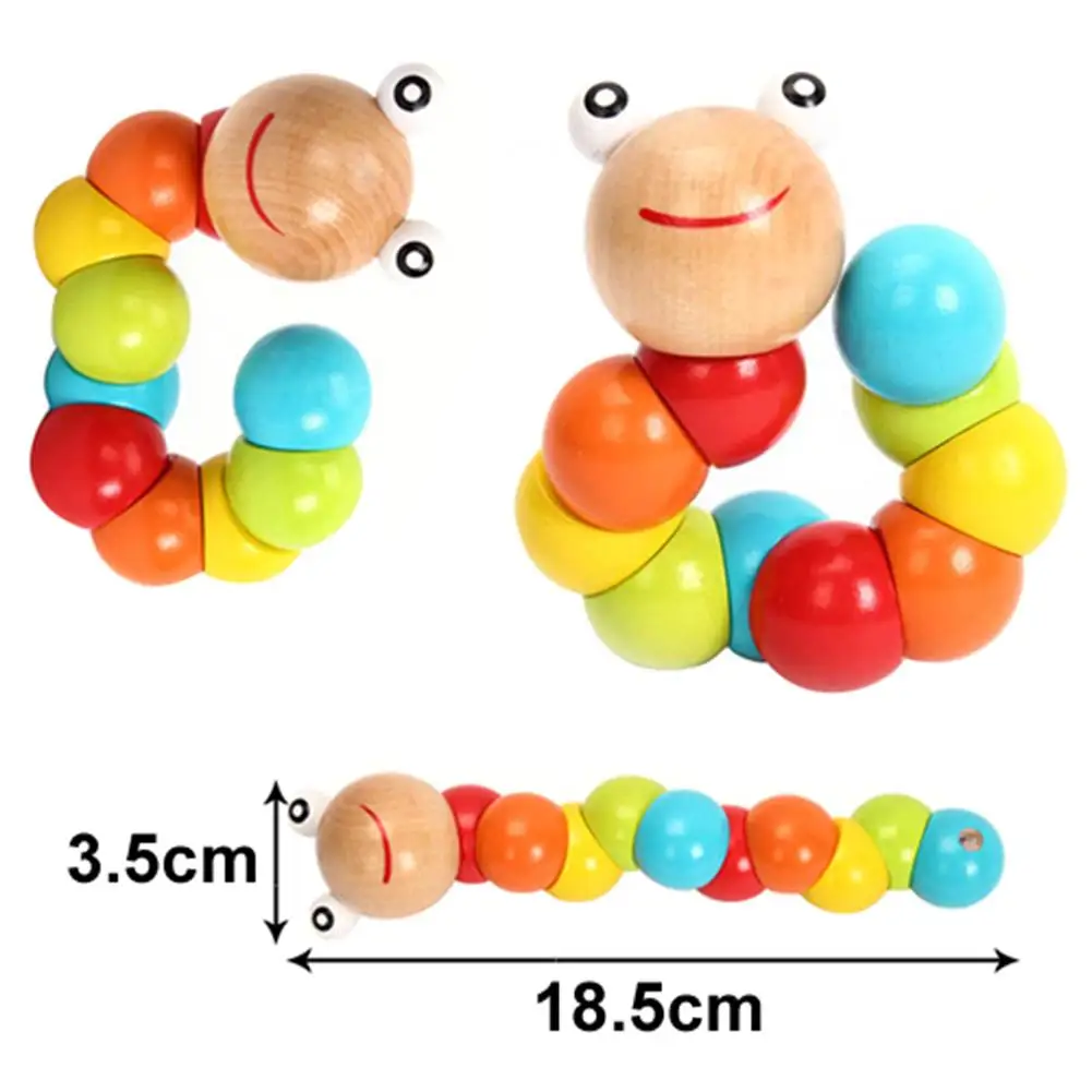 

Baby Kids Creative Colorful Twist Colored Insects Toy Wooden Kids Educational Toys for Children Gifts