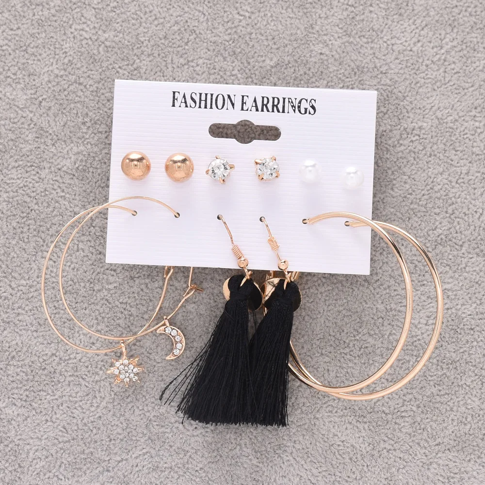 Серьги-гвоздики женские круглые с жемчугом и кисточками | Украшения аксессуары