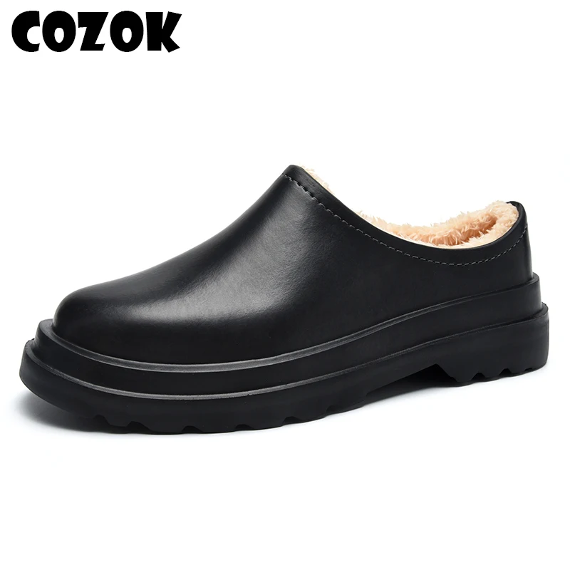 

Мужские зимние ботинки COZOK, модная мужская обувь, теплая плюшевая мужская уличная рабочая обувь унисекс, водонепроницаемые зимние ботинки, ...