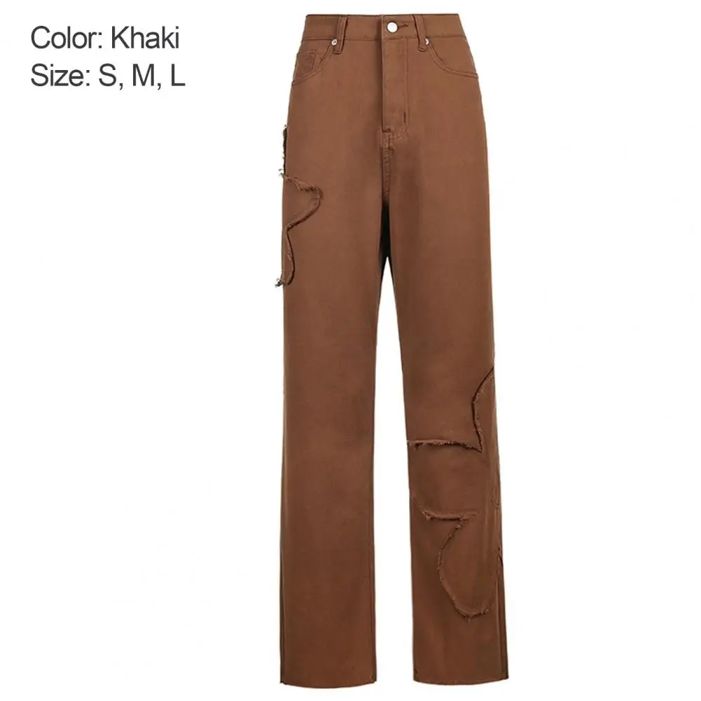 

Women Pants Floral Patchwork Loose Fashion Mid Rise Solid Color Trousers for Work