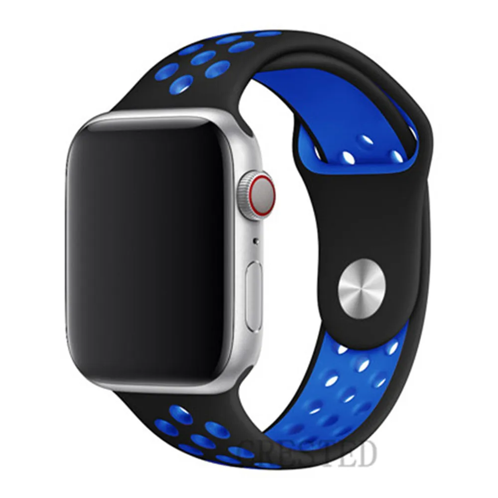 black blue 24 Спортивный ремешок для apple watch band 44 мм/40 мм apple watch 5 4 3 band iwatch band 5 42 мм/38 мм correa браслет ремень аксессуары для часов - Цвет ремешка: black blue 24