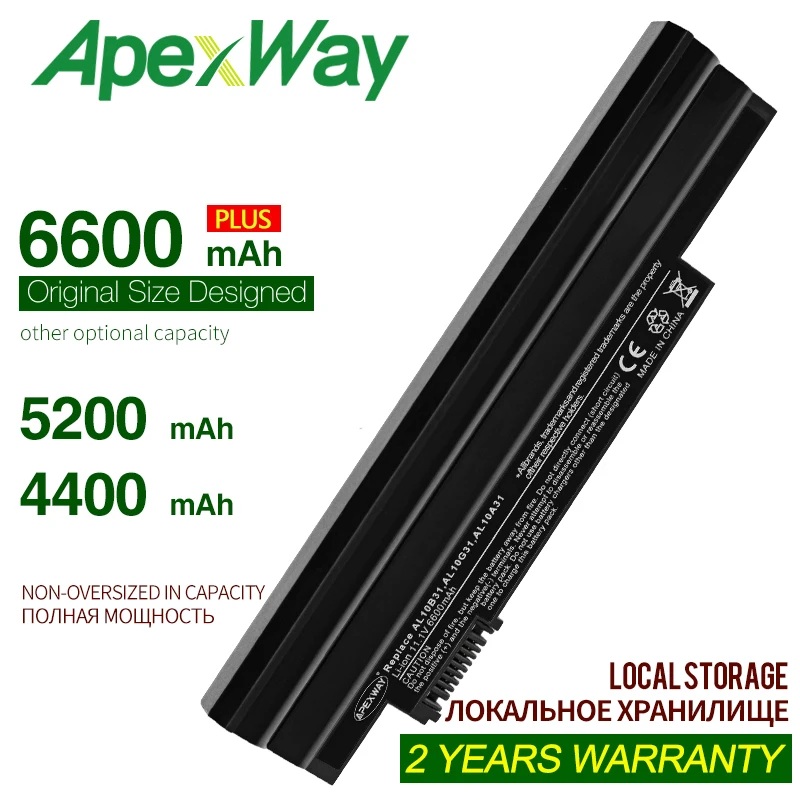 ApexWay ноутбук Батарея для Acer AL10B31 AL10G31 D270 D260 AOD255 AOD260 522 D255 722 D255E D257 D257E E100 AL10A31 ICR17/65 |