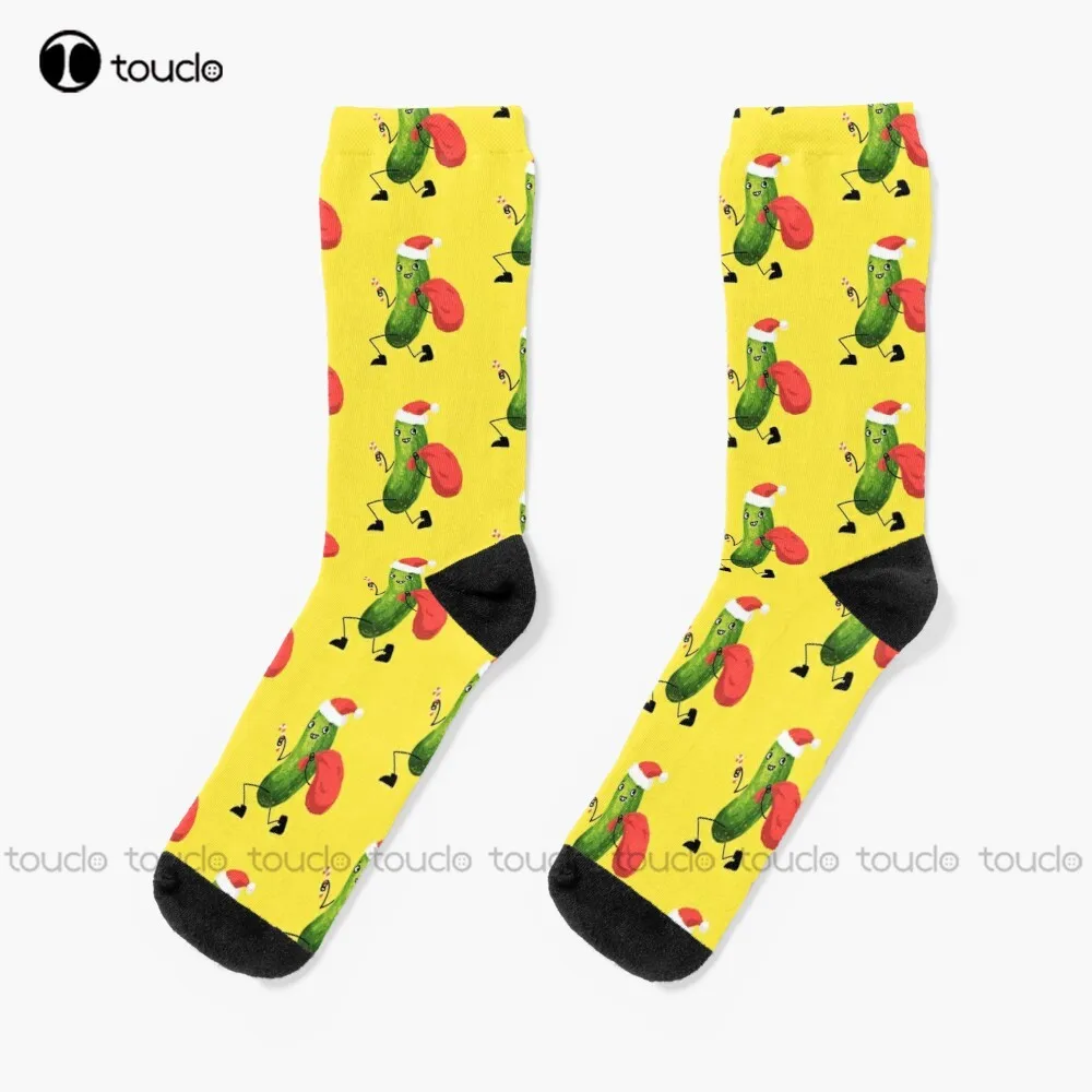 

Christmas Pickle Socks Mens Black Socks Personalized Custom Unisex Adult Teen Youth Socks 360° Digital Print Christmas Gift