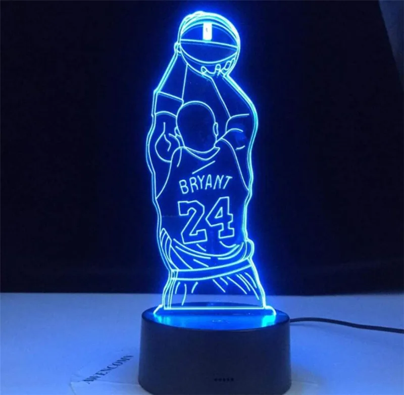 Kobe Bryant Memorial Gifts Led Night Light Jump Shoot Figure Back View Bedroom Decor Nightlight Desk 3D Lamp | Освещение