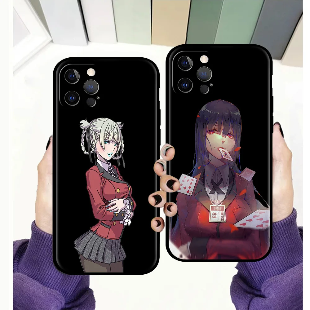 

Kakegurui Yumeko Jabami Anime Phone Case For iPhone 11 12 13 Pro Max 7 8 Plus SE 2020 X XR XS Luxury Shell Silicone Black Cover