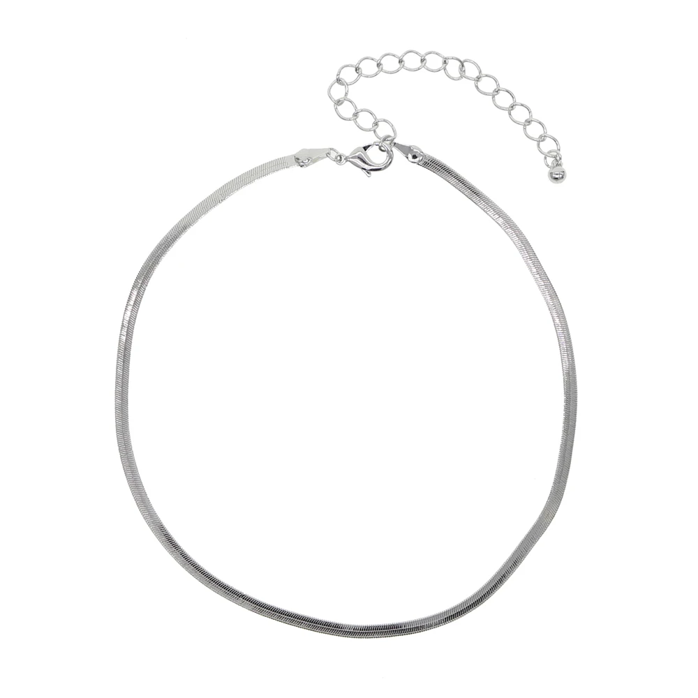 Женское Ожерелье чокер из змеиной цепи простой элегантный с широкой цепочкой