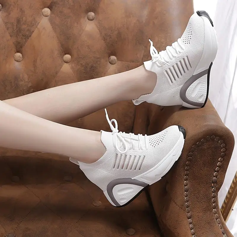 Ladies Shoes with Heels Wedge Sneakers Women Platform Black White Sneaker Woman Fashion   Trainers Women Platform Shoe for Woman