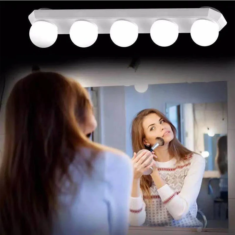 

DC 5V USB with suction cup LED vanity mirror dressing table bulb fill light mirror front light 3 lighting modes 5pcs bulb 1 set