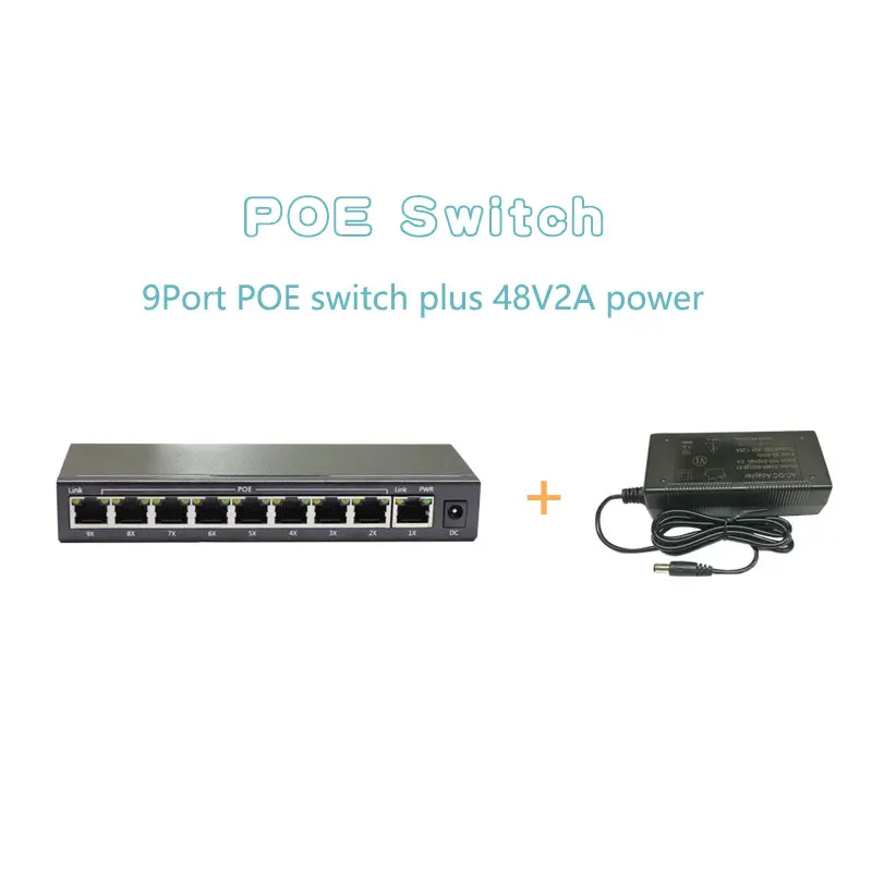 Мини 9 портов poe коммутатор сетевые переключатели питания для ip-камеры поддержка Ieee802.3af/at Optinal 48V2A 50V1. 25A с адаптером питания - Цвет: 48V2A  96W