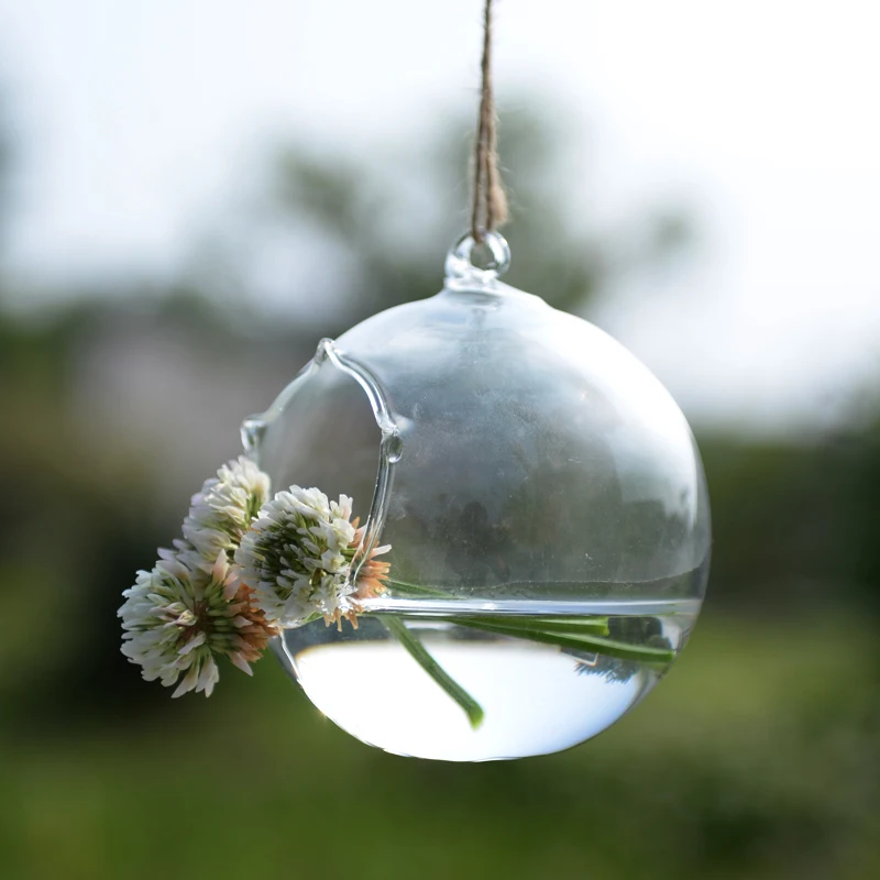 Diameter=12cm Middle Size Glass Vase Home Decorative Flower Open Hanging Terrarium Wedding Live Prop