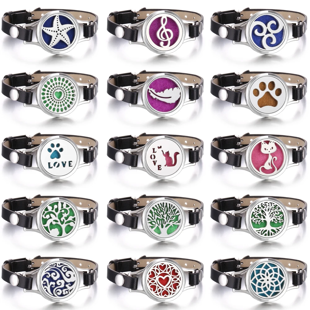 Новый ароматерапия ювелирные кожаные браслеты диффузор эфирного масла открытый