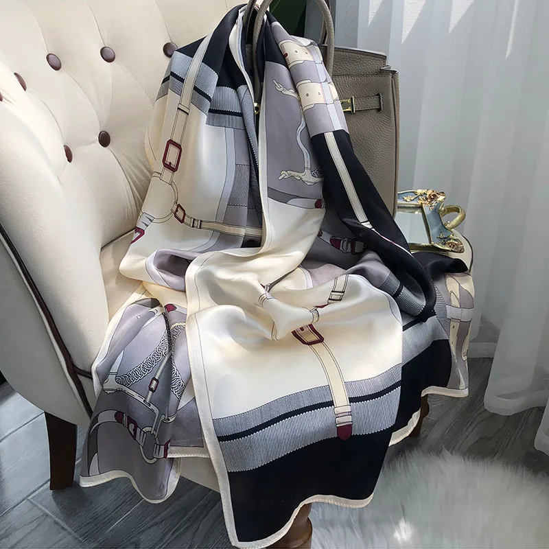 Женский шарф из 100% шелка женский роскошный модный натурального