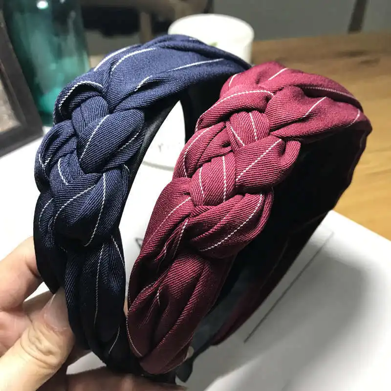 

Risyh Korean version of the headdress beam headband cloth art hand-woven knotted creative wide-brimmed headband