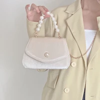 women portable crossbody bag elegant female evening clutch purse handbags fashion pearl chain ladies small square shoulder bags