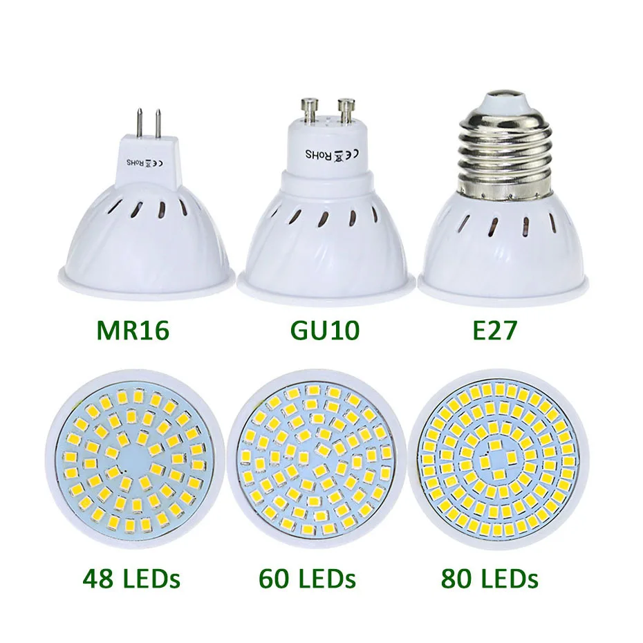 E27 GU10 MR16 светодиодный светильник лампы SMD 2835 AC220V Точечный 48 Светодиодный s 60 80