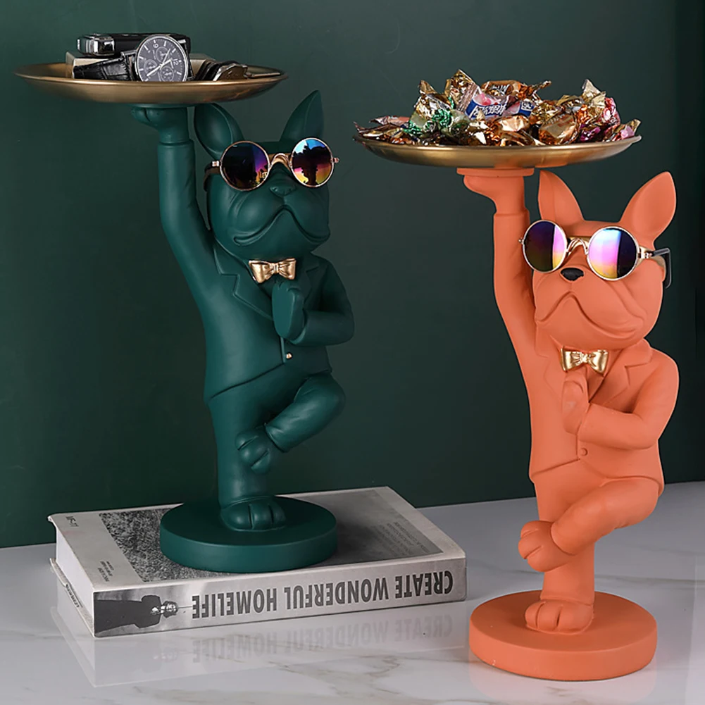 

Скульптура бульдога искусственная Скандинавская фигурка брелок многофункциональный поднос настольное хранилище домашний стол подарок де...