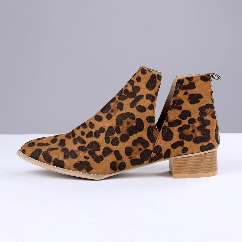 Slip On Women Ankle Boots Pointed Toe PU Leather Low Heels Shoes Woman Booties Sexy High Heels Size 35-43