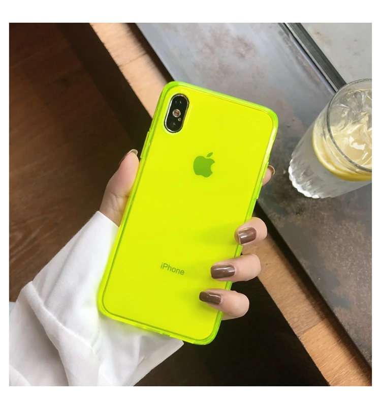 Модный флуоресцентный желтый чехол для телефона iphone 11 Pro Max XR X XS 7 8 plus задняя