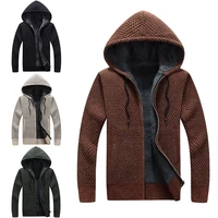 2020 herfst nieuwe mannen hooded sweatercoat winter dikke jas mannelijke effen kleur slim fit wol bont bovenkleding 3xl