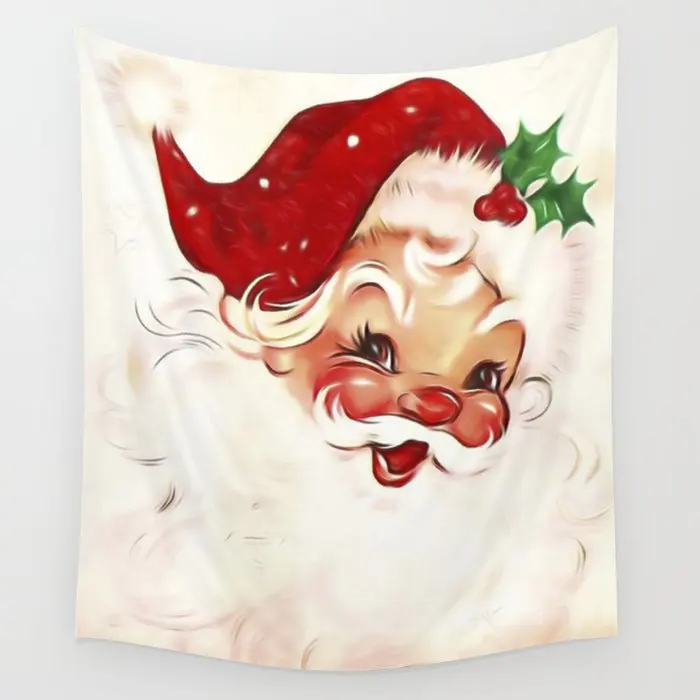 

Vintage Santa Tapestry Wall Hanging Room Carpet Dorm Christmas Santa Claus Tapestries Art Home Decoration Accessories