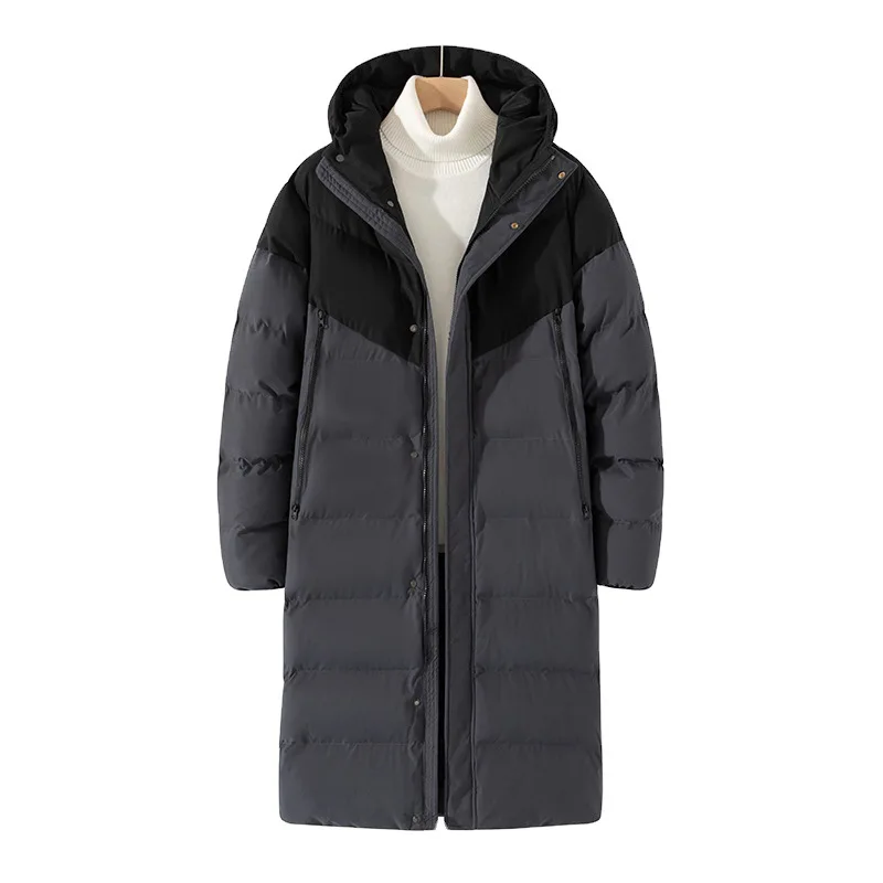 

Winter men's coat lengthened thickened down jacket men's cotton padded jacket warm sports slim hooded cotton padded jacket