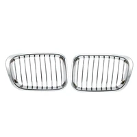 2pcs silver front bumper hood kidney grilles grill trim cover for bmw 3 series e46 4 dr 325i 320i 328i 1998 2001 car accessories