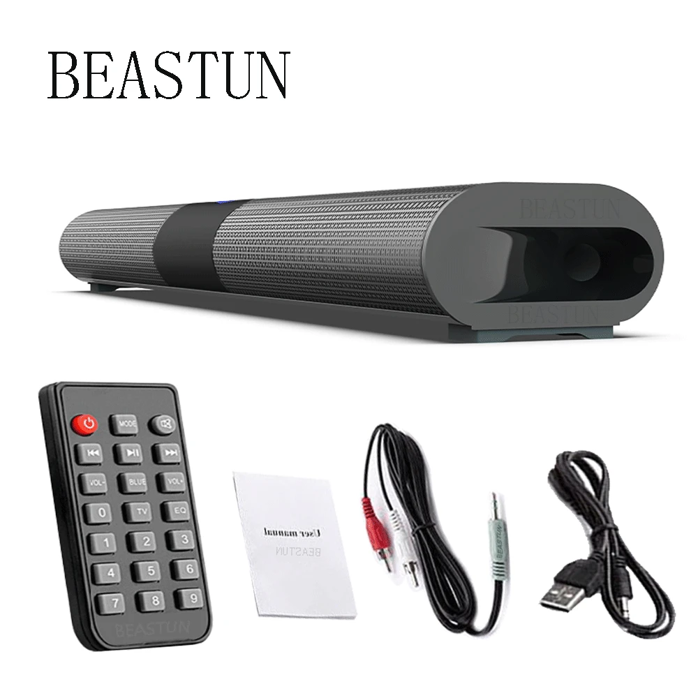 

BS-20A Bluetooth Speaker Portable Home Stereo Theater Surround TV Soundbar with Remote Color Ring LED Light FM USB AUX TF RCA PC