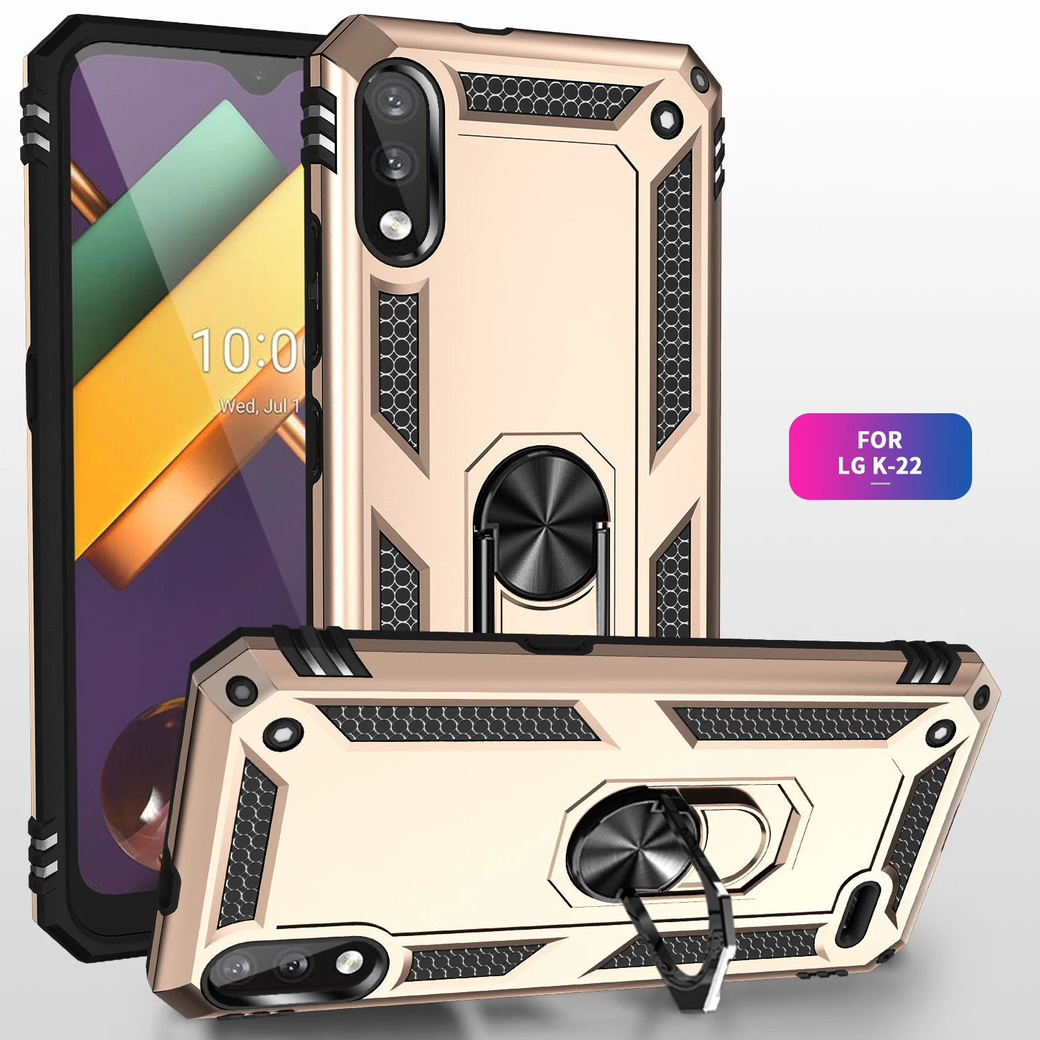 

Armor Anti Fall Phone Case For LG K22 K53 K92 5G K51S K40S K61 K31 K51 K50S K30 2019 K10 K50 K40 K12 Plus Stand Protection Cover