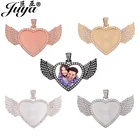 30 шт оптом сердце ожерелье основа Подвески Крылья Подвески Стразы ободок 30 мм Пустой Лоток для DIY ювелирных изделий Аксессуары Компоненты