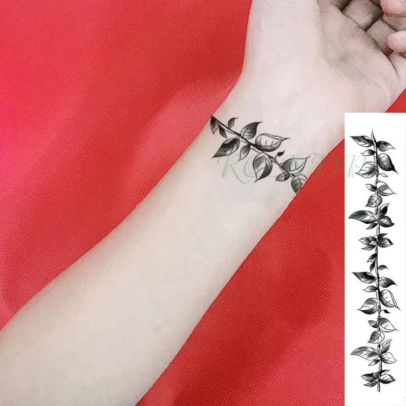 Waterproof Temporary Tattoo Sticker Flower Vine Leaves Plant Fake Tatoo Personality Flash Waist Arm Foot Tatto for Women Men