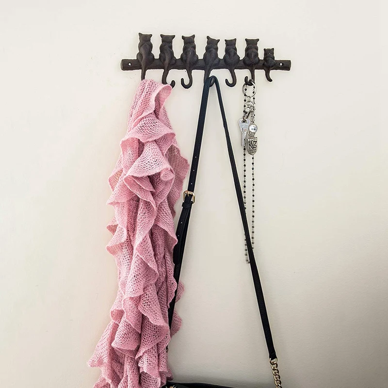 7 кошек чугунная настенная вешалка-Декоративная вешалка-винтажная дизайнерская