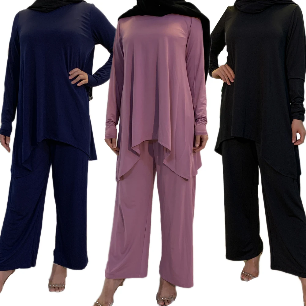 Женская длинная Плиссированная Макси-блузка из Дубая, комплект из 2 предметов с платьем абайя, мусульманская одежда