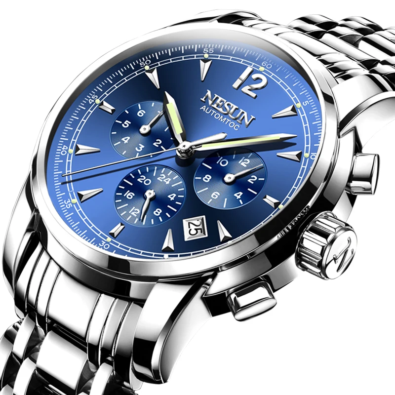 Часы NESUN Switzerland люксовый бренд Мужские автоматические механические часы