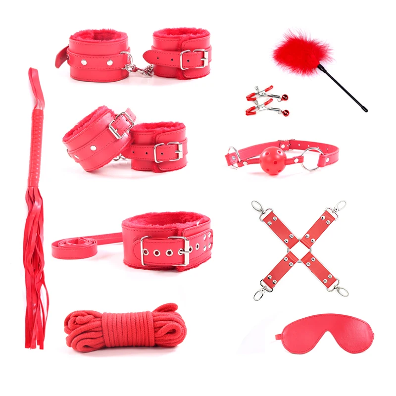 

Manyjoy BDSM Bondage Restraint Set Sex Handcuffs Whip Nipple Clamps Gag Whip Rope Sex Toys for Couples Adult Fetish