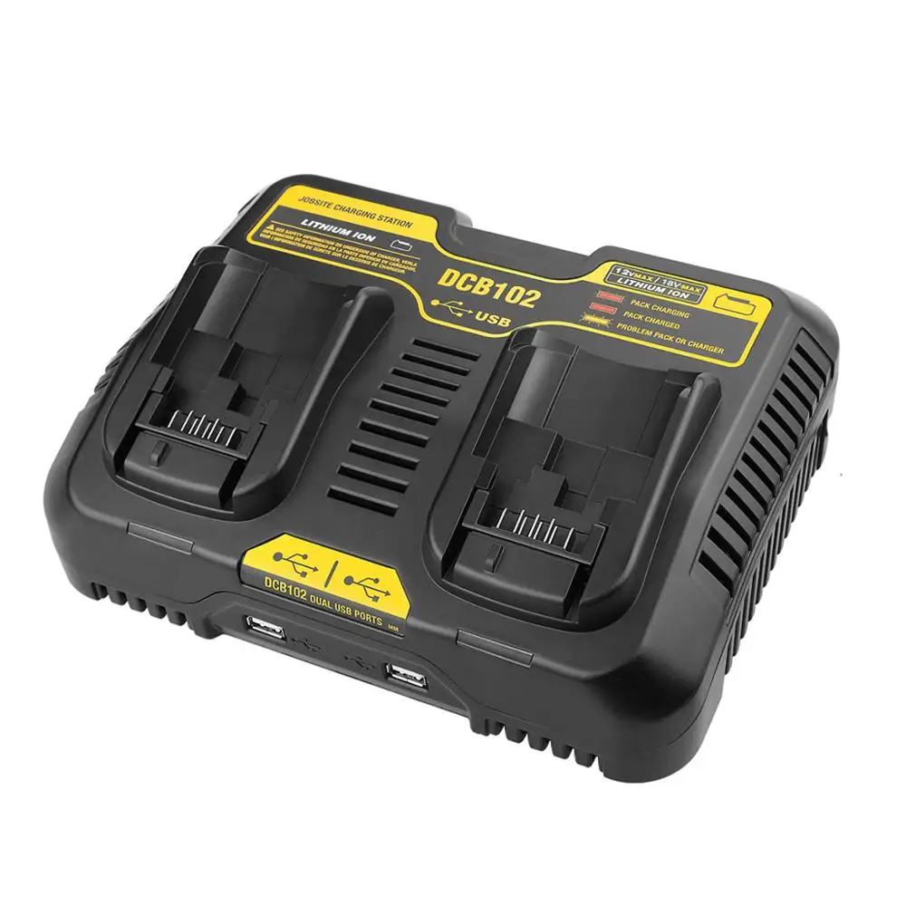 Для Dewalt Зарядное устройство 4-портовый два порта USB 14,4 в-18 в 3A быстрое зарядное устройство для Dewalt DCB200 DCB201 DCB205 DCB118 штепсельная вилка европейского стандарта Зарядное устройство - Цвет: DCB102