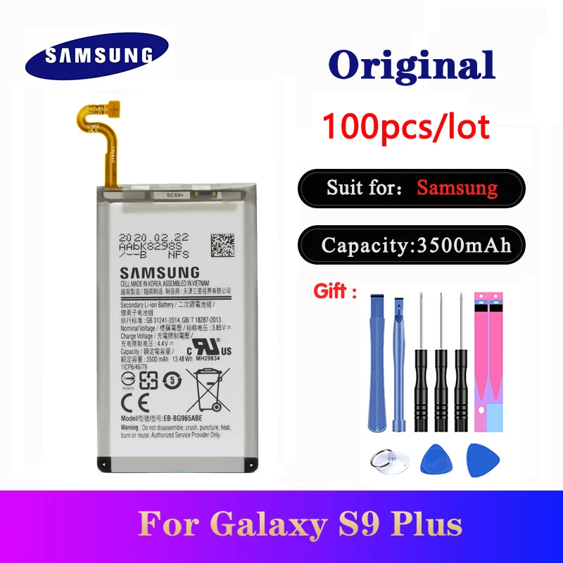 

100pcs/lot EB-BG965ABE Original Battery For Samsung Galaxy S9 Plus G9650 S9+ G965F Phone Replacement Batteria 3500mAh AKKU