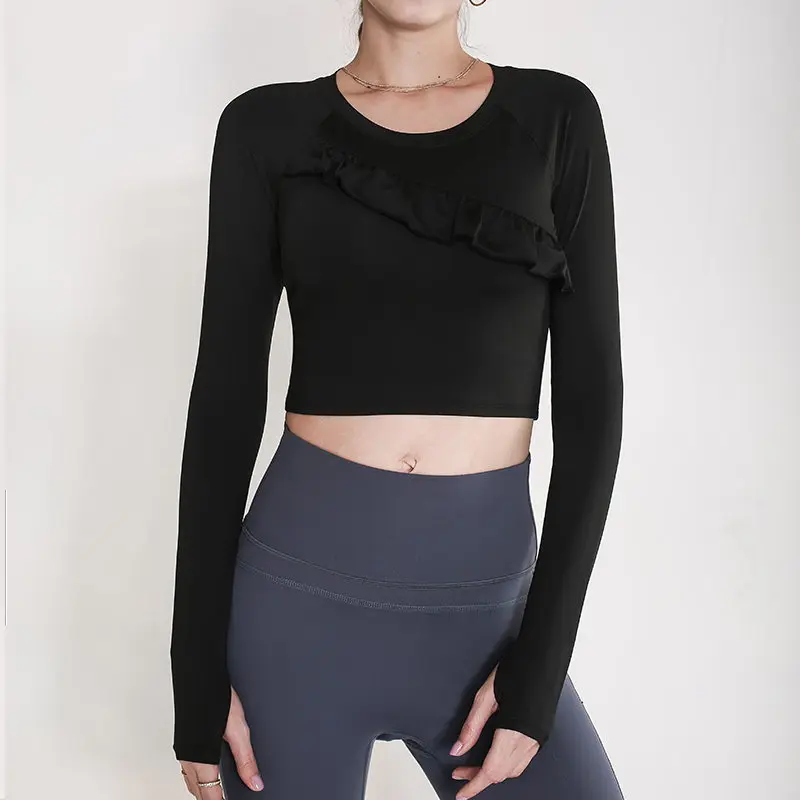 

Women's Tight Sexy Slimming Yoga Clothes Quick-Drying T-shirt Running Fitness Clothes Long Sleeve