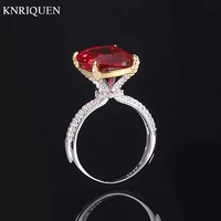 real silver 925 sterling ruby emerald rings for women charms 1214mm big gemstone wedding engagement ring party fine jewel gift