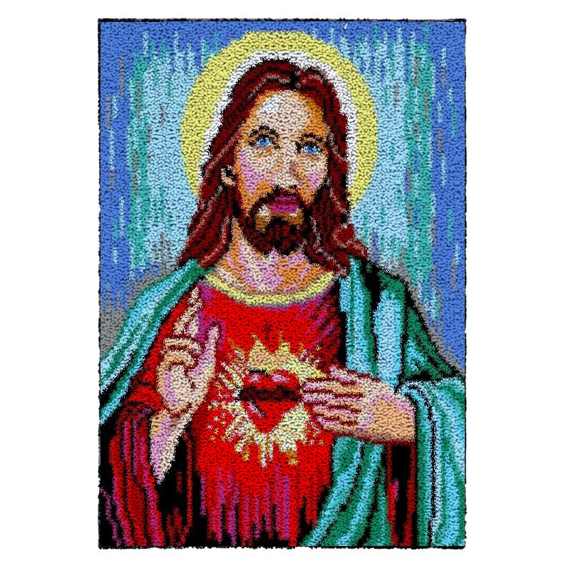 

Latch Hook Rug Wall Hanging Crocheting Tapestry God Pattern Cushion Kits for Embroidery Home Carpet Handicraft Gift