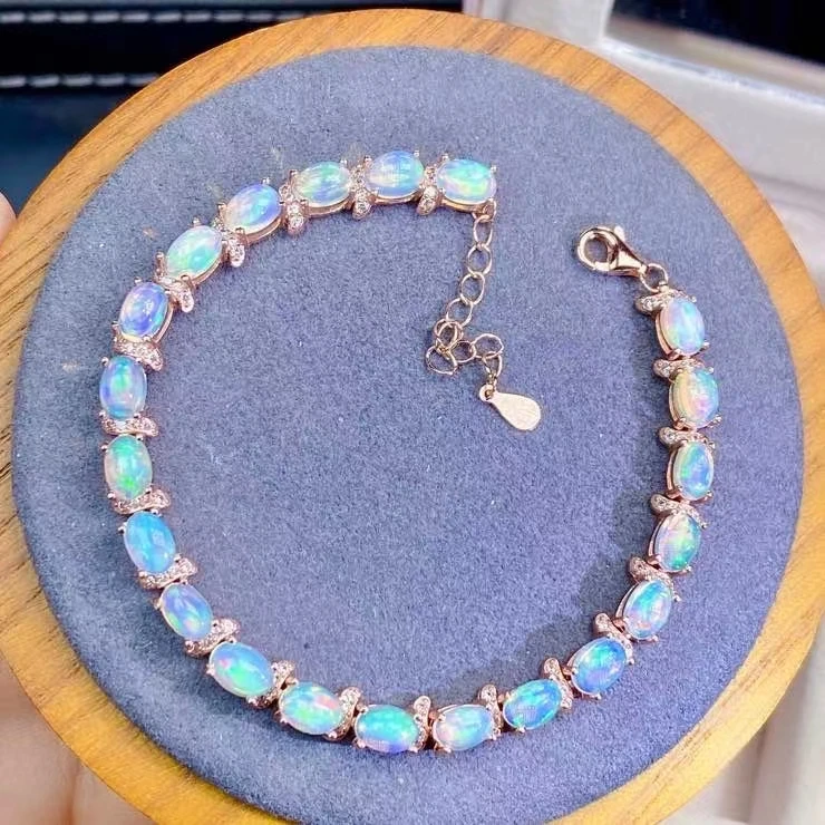 

Роскошный Грейс богатство круглый S925 для женщин с натуральным разноцветный опал браслет натуральный gemtone браслет для женщин вечерние подар...