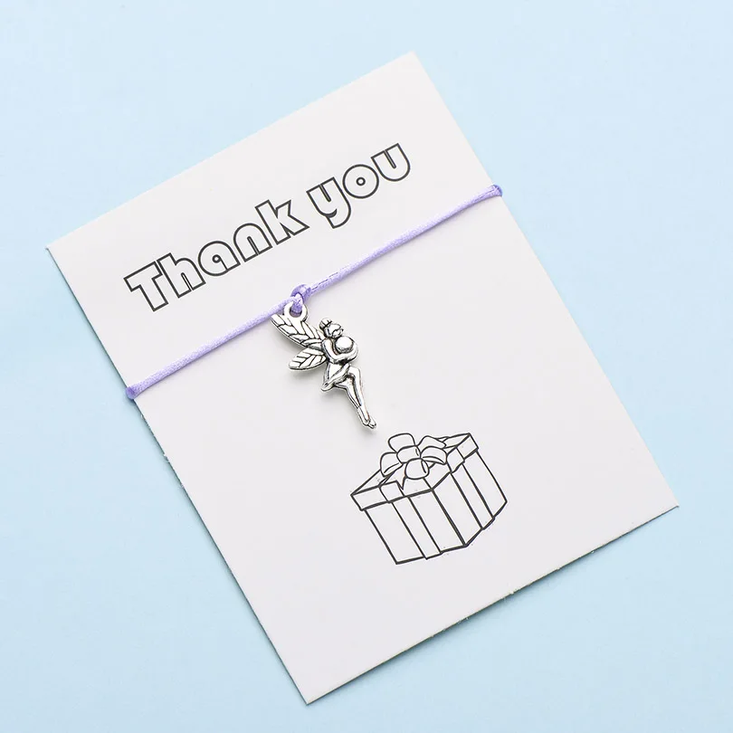 IYOE Wish Card Thank You Чарм "Фея" браслеты для женщин девушек ручной тканый счастливый красный браслет с огранкой и Висячие Подарочные ювелирные изделия