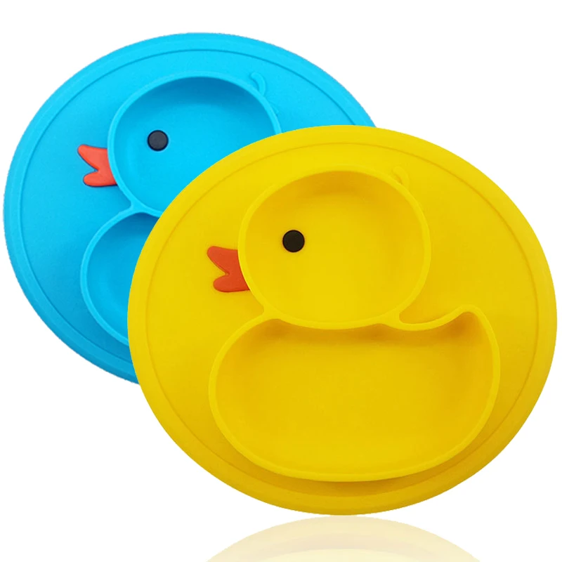 

Baby Plate Duck Dishes Table Mat Silicone platos Suction Tray Antislip Mini Mat Children Kids Meal Fruits Feeding pratos