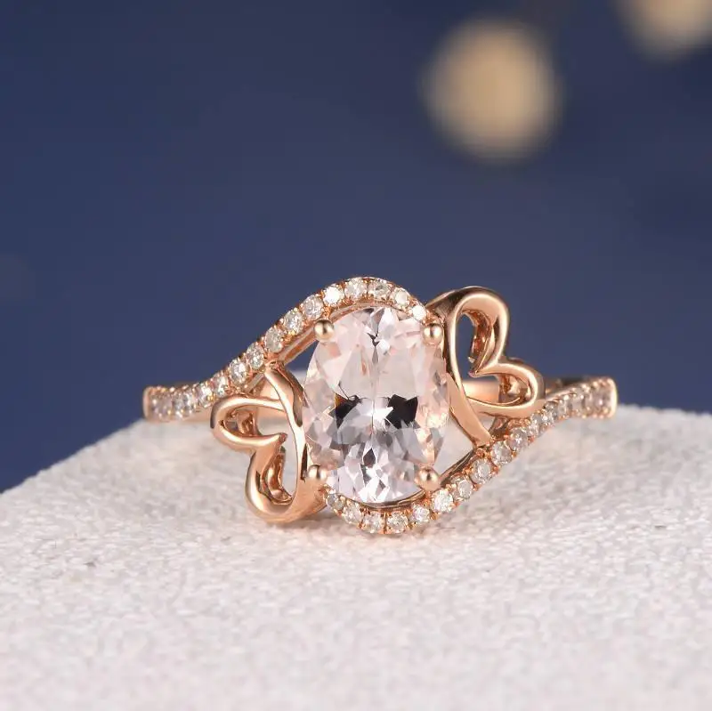 Креативное высококачественное кольцо из розового золота с кристаллами простое