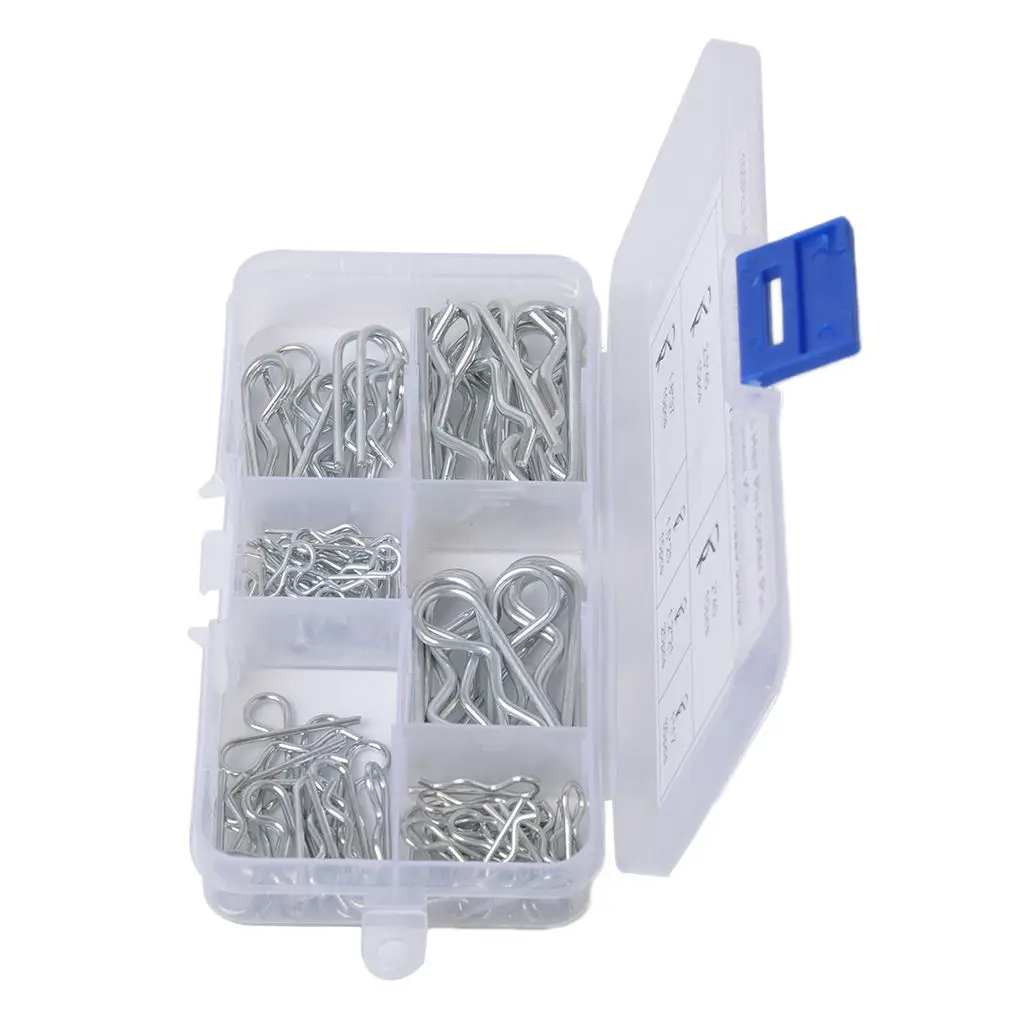 Buy R Cotter Pin Tractor Clip Assortment Fastener Set 6 Different Sizes with Plastic Box of 100pcs on