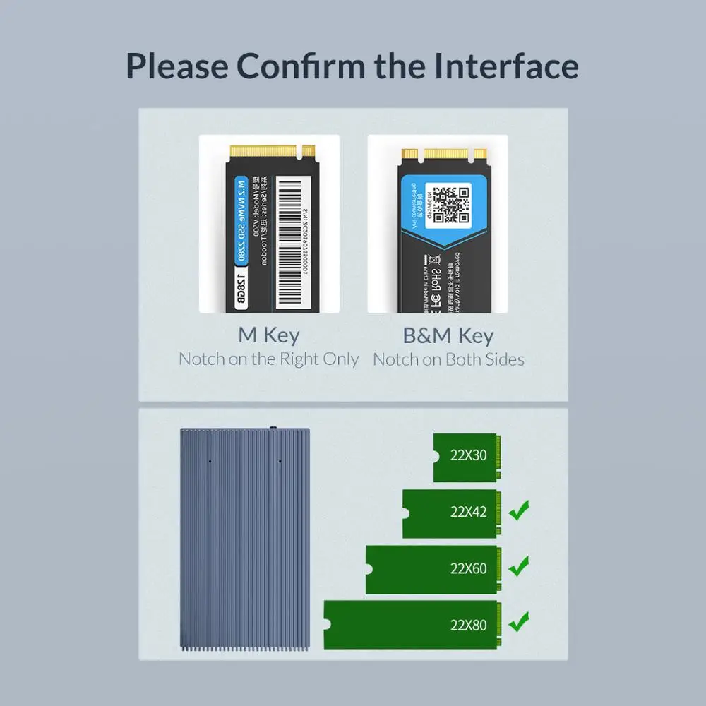 ORICO Dual Bay M.2 NVME SSD, USB C 3, 1 Gen2 10 /   M Key  M/B Key NVME PCIe SSD    5V4A